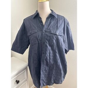 Method Mens Large Navy Blue Textured Cotton Short Sleeve Button Down Shirt